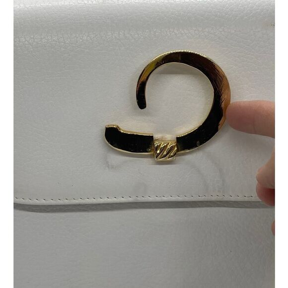 Vintage Ashneil Shoulder Bag Purse White Leather Gold Snake Red Rhinestone Eye - Picture 7 of 14